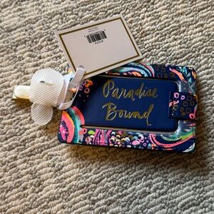 NWT Lilly Pulitzer Colorful Luggage Tag with 'Paradise Bound'